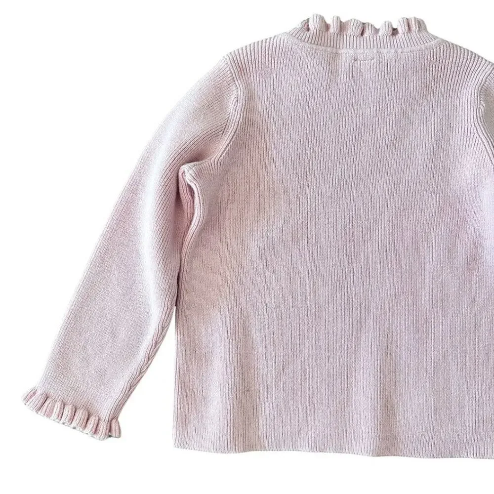 GAP Long Sleeve with Ruffles at Crew Neck and Cuff Pink 4T